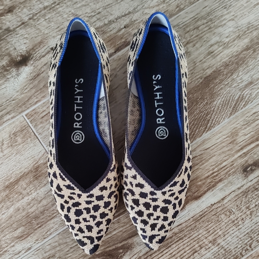Rothy's Black and Tan Leopard Print Heels